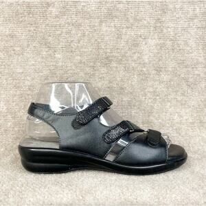 SAS Tabby Black Strappy Slingback Leather Sandal Womens 6.5S NEW